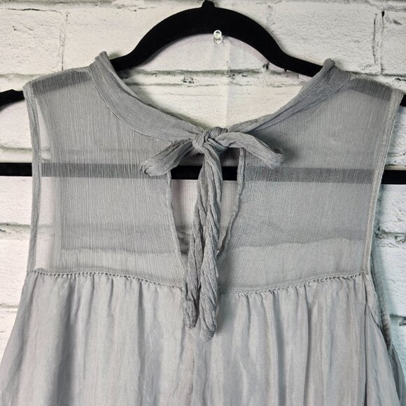 COLLEZIONE GAIA 100% SILK SLEEVELESS TUNIC GRAY LINED WOMENS SIZE LARGE - Picture 9 of 9